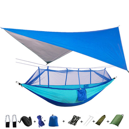 Outdoor Parachute Cloth Hammock Couble with Mosquito Net Light Portable Army Green Insect-proof Camping Aerial Tent