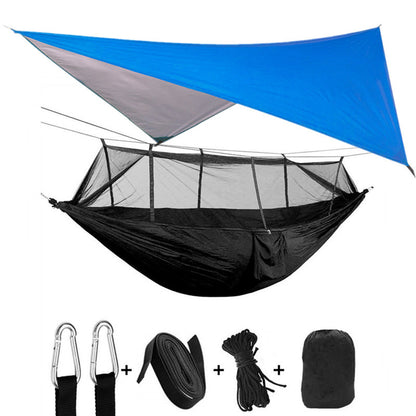 Outdoor Parachute Cloth Hammock Couble with Mosquito Net Light Portable Army Green Insect-proof Camping Aerial Tent