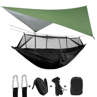 Outdoor Parachute Cloth Hammock Couble with Mosquito Net Light Portable Army Green Insect-proof Camping Aerial Tent