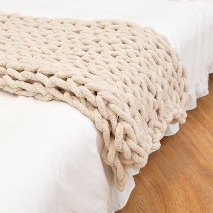 Handmade Coarse Yarn Knitted Chenille Rod Knitted Yarn Sofa Cover Blanket