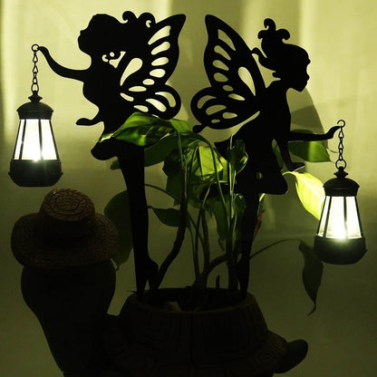 Wrought Iron Solar Lamp Girl Lantern Garden Decoration Ground Plug Landscape Light LED Hollow Solar Fairy Lantern Ground Plug