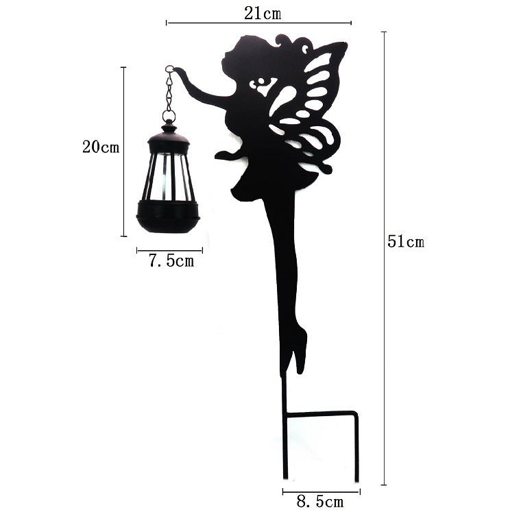 Wrought Iron Solar Lamp Girl Lantern Garden Decoration Ground Plug Landscape Light LED Hollow Solar Fairy Lantern Ground Plug