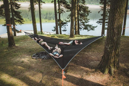 Multi-Person Hammock Three Point Design Portable Hammock Multi-functional Triangle Aerial Mat