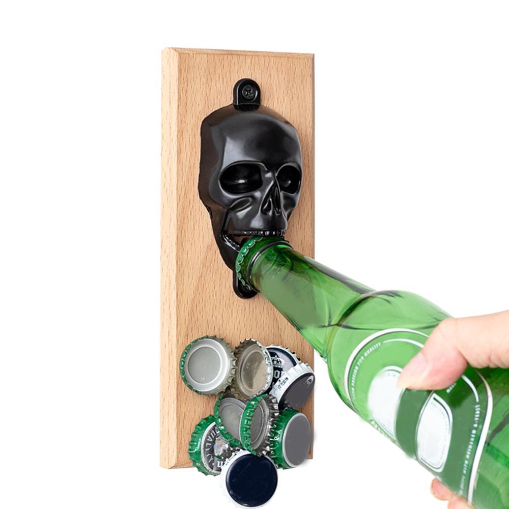 Skeleton Shaped Fridge Magnet Wall-Mounted Wooden Bottle Opener