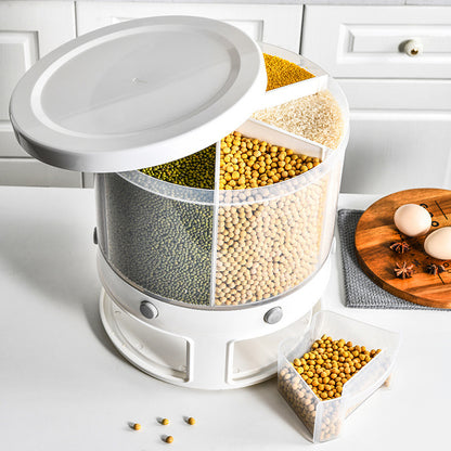 Food Storage Box Rotatable Multi-functional Dividing Rice Bucket Household  Insect and Moisture Proof Grains Organizer