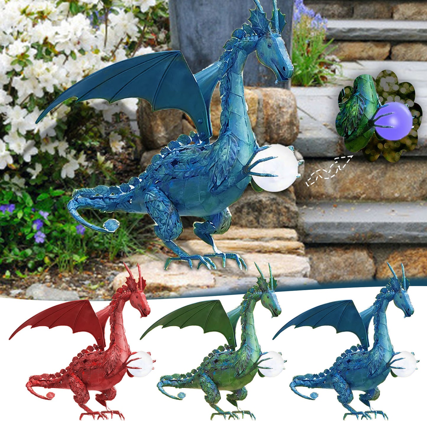 Resin Gardening Flying Dragon Holding A Ball Statue For Garden Decorations Gardening Decoration Art Crafts Home Ornaments