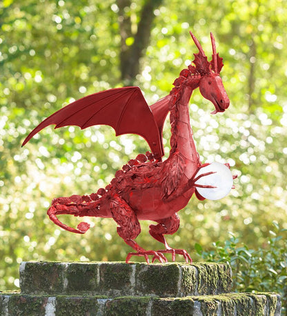 Resin Gardening Flying Dragon Holding A Ball Statue For Garden Decorations Gardening Decoration Art Crafts Home Ornaments