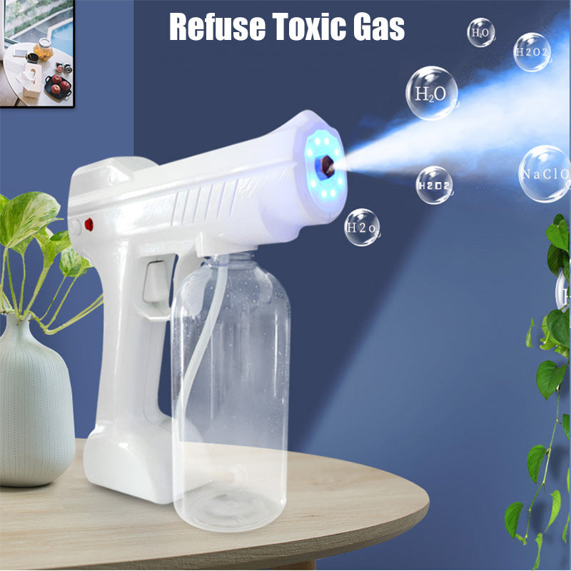 Blue Light Atomizing Spray Gun Handheld Wireless Atomizing Fogger Disinfection Sprayer Nano Sprayer Household Supplies