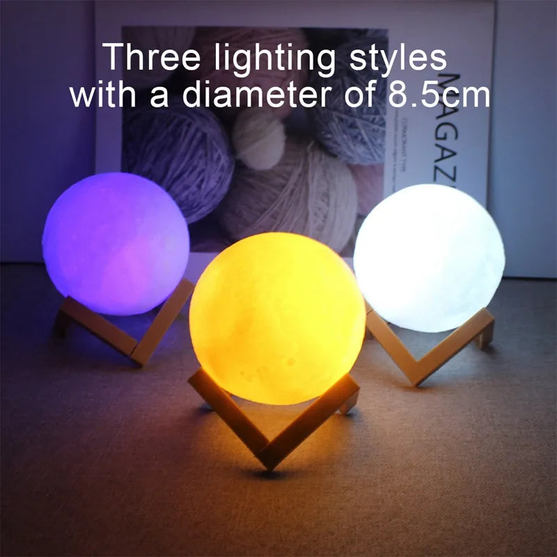 Battery Powered Moon Lamp LED Night Light With Stand