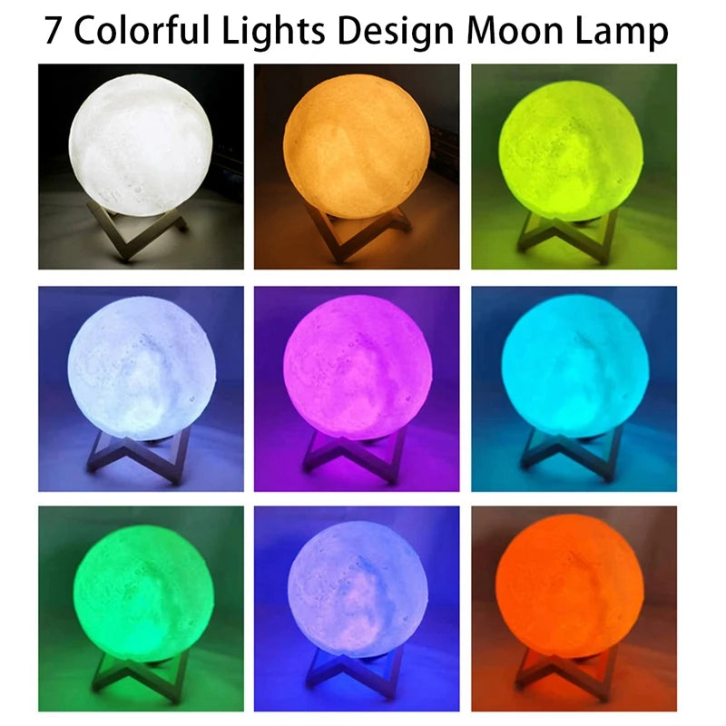 Battery Powered Moon Lamp LED Night Light With Stand