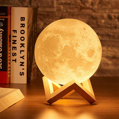 Battery Powered Moon Lamp LED Night Light With Stand