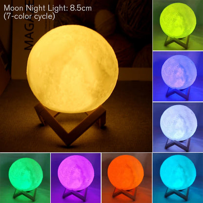 Battery Powered Moon Lamp LED Night Light With Stand