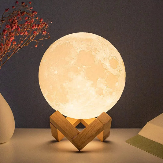 Battery Powered Moon Lamp LED Night Light With Stand