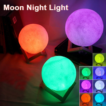 Battery Powered Moon Lamp LED Night Light With Stand